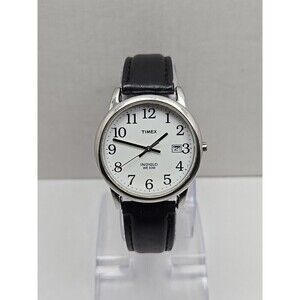 Timex Easy Reader Day Indiglo Silver Tone 35mm Quartz Watch New Battery WR 30M